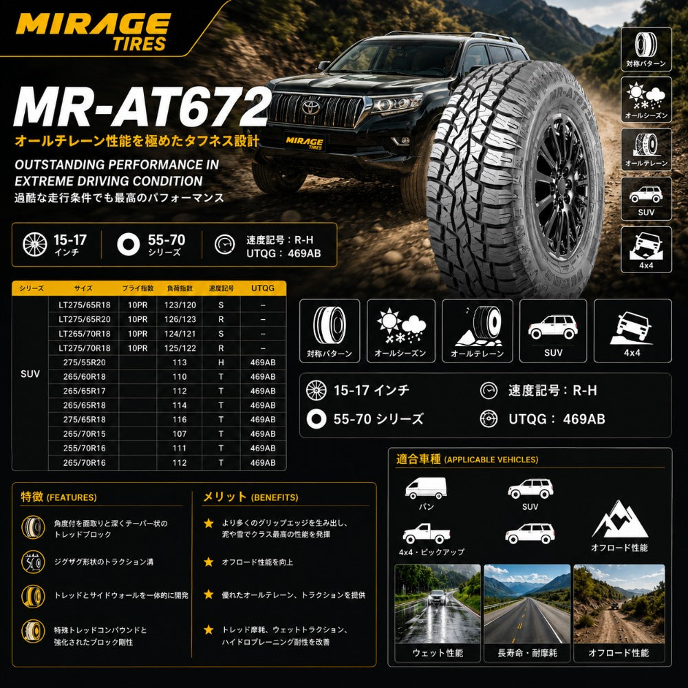 MR-AT672 オールテレーンタイヤ 2本セット｜SUV・4WD対応 オールシーズン A/Tタイヤ