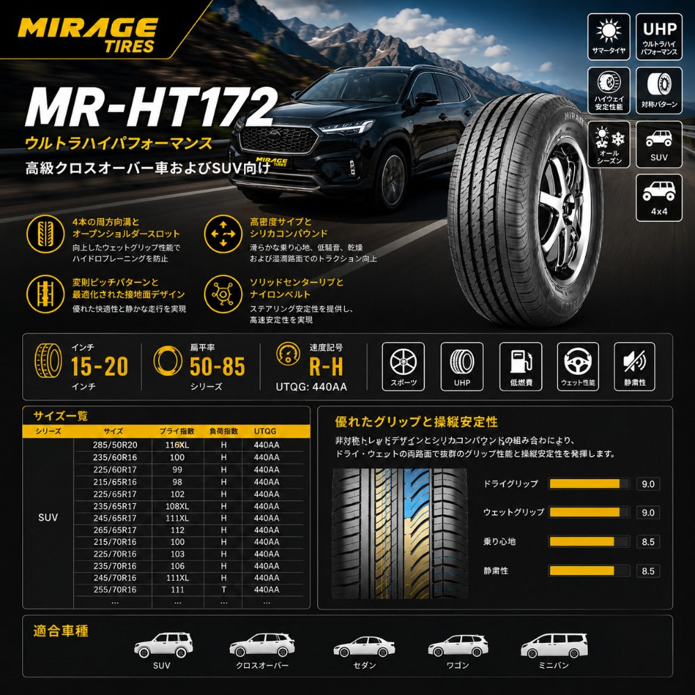 MR-HT172 SUVタイヤ 2本セット｜ハイウェイテレーン(H/T) オールシーズン 高速安定性重視